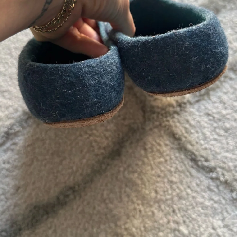 WoolFit wool felt handmade clogs slippers slip on blue German 39 / 9 - Picture 9 of 13
